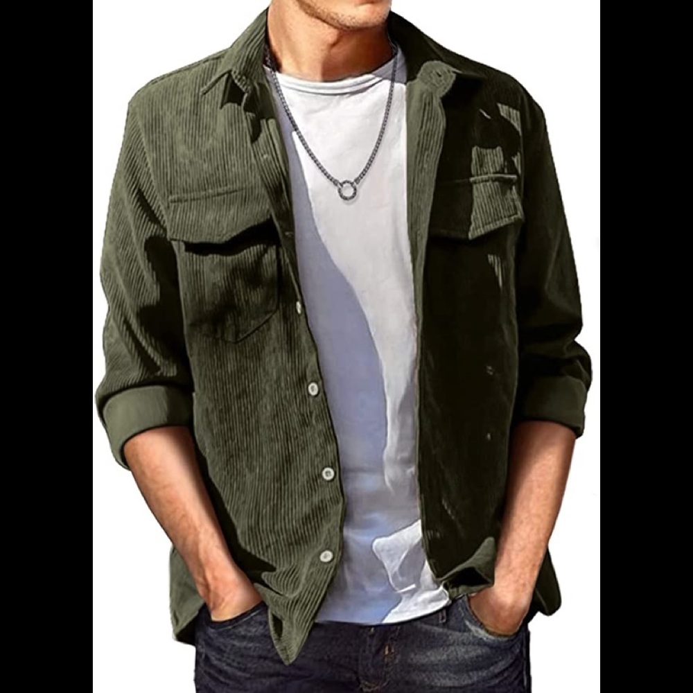 New Mens Lightweight Corduroy Jacket Button Closure Multiple Sizes
